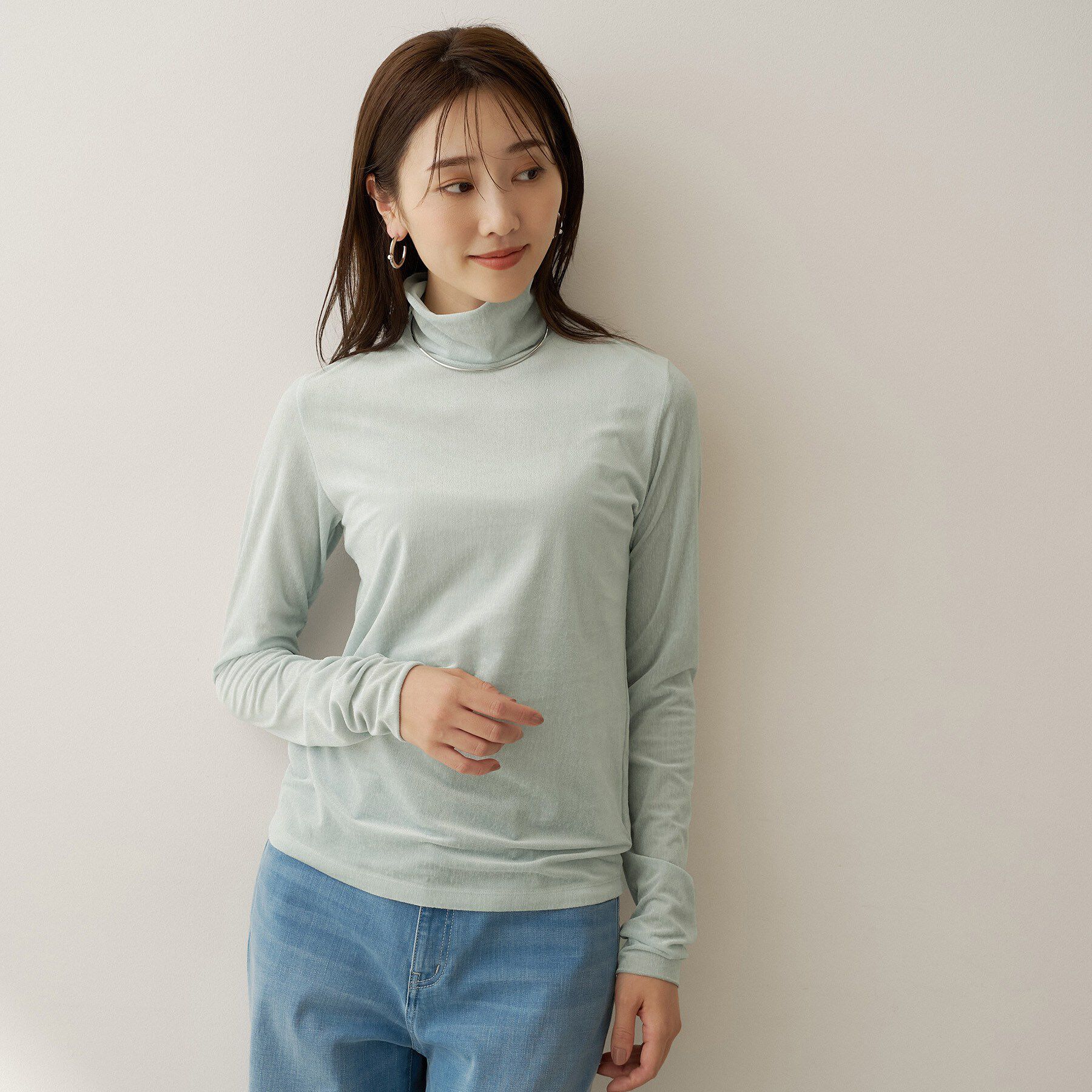 UNTITLED「【重ね着レイヤード】シアーベロアハイネックトップス」|Tシャツ・カットソー|