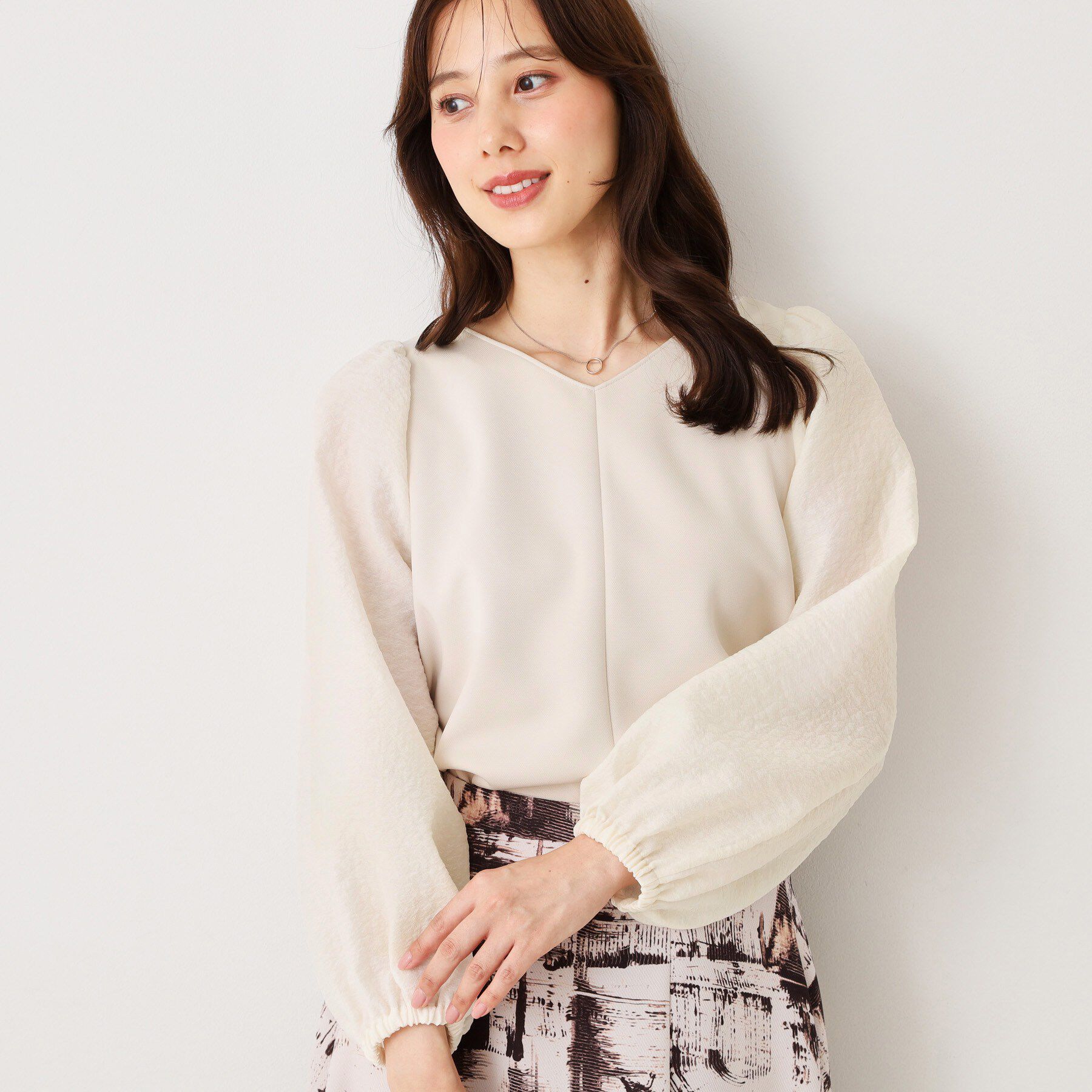 COUP DE CHANCE「【手洗い可／日本製】異素材コンビカットソー」|Tシャツ・カットソー|