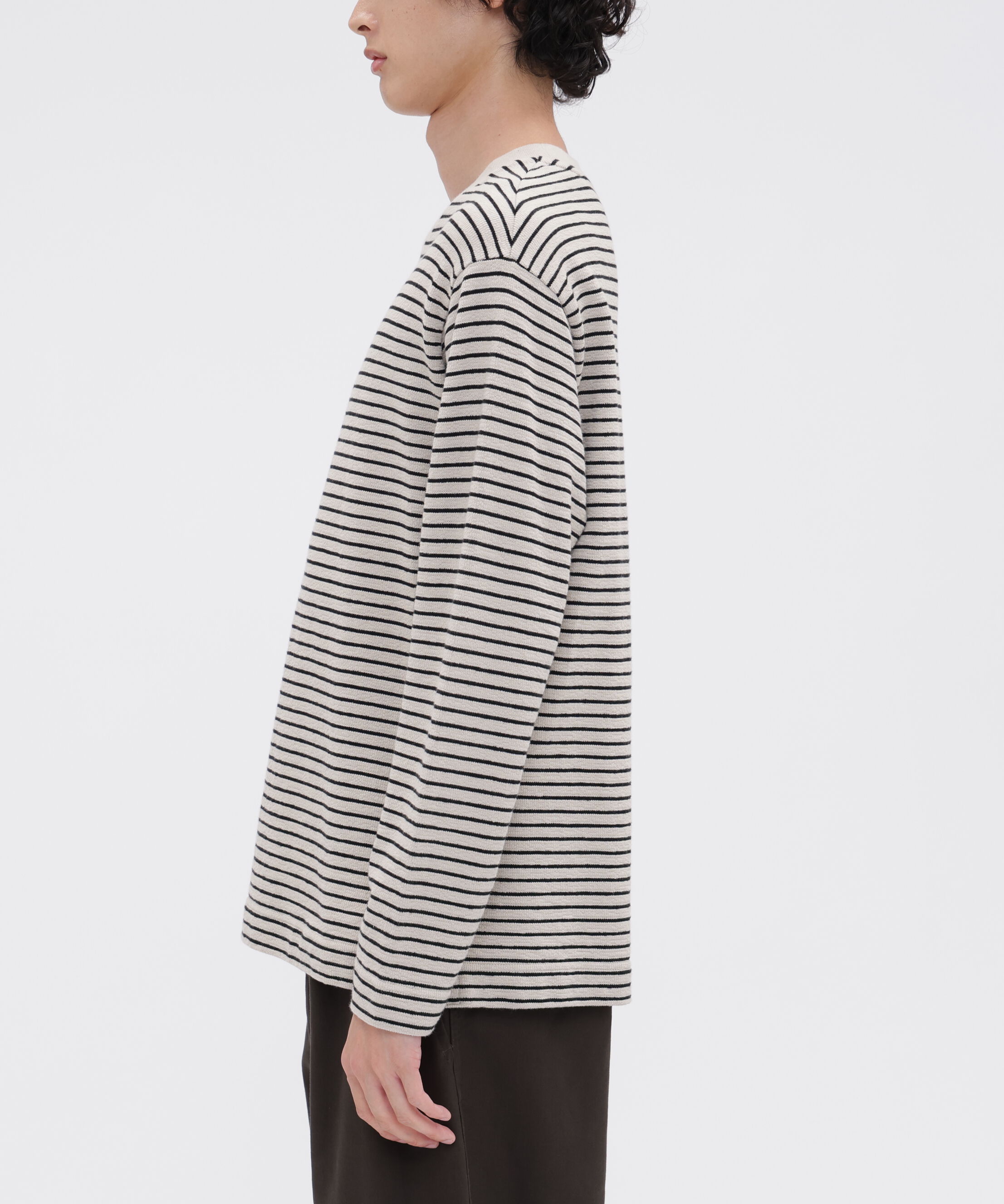 MHL.「TEXTURED COTTON STRIPE TOP」|Tシャツ・カットソー|