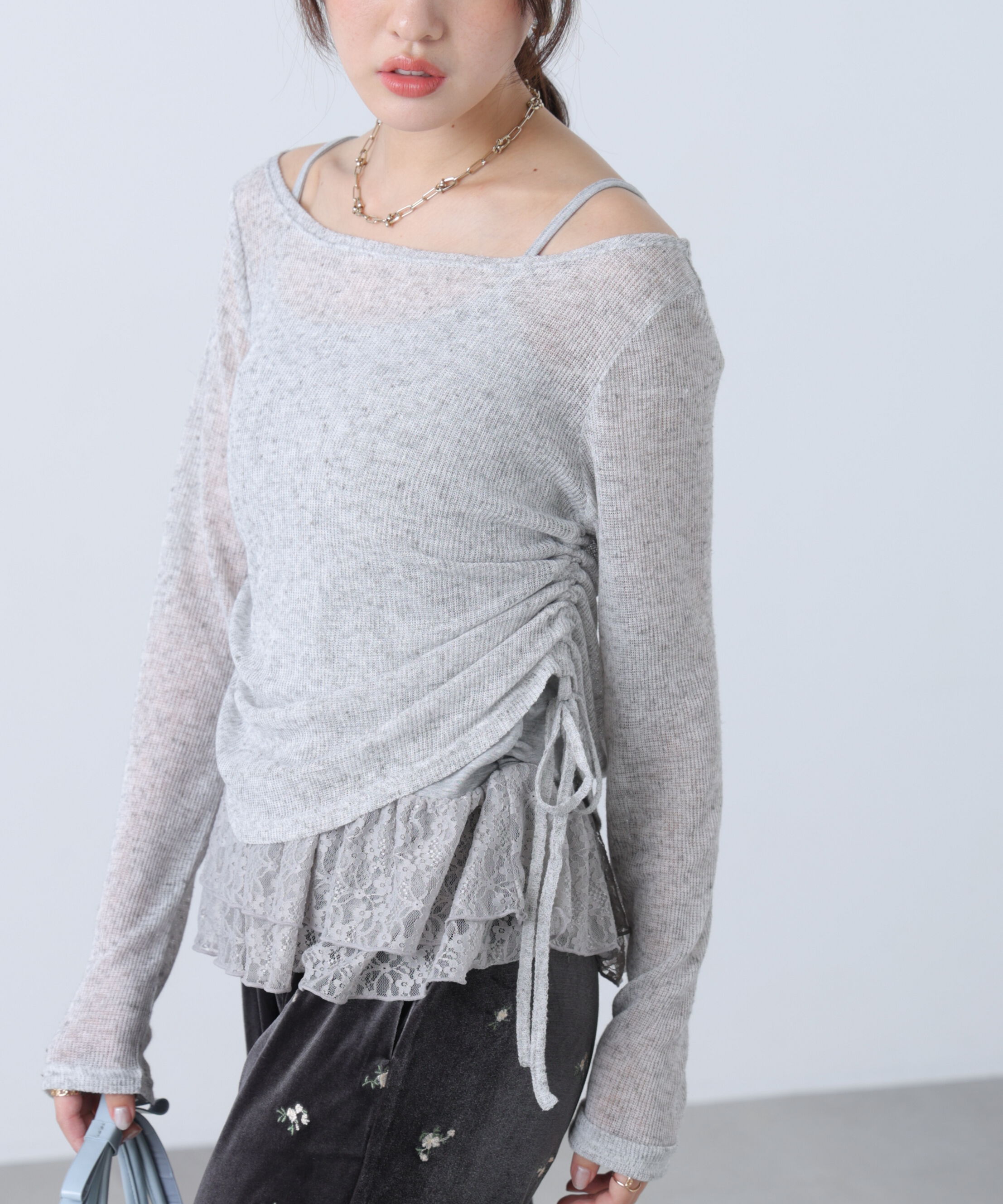  「メランジドロストレースティアードキャミセット」|Tシャツ・カットソー|