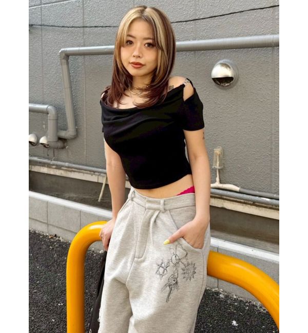 EVRIS「チェーンドレープリブフレンチトップス」|Tシャツ・カットソー|