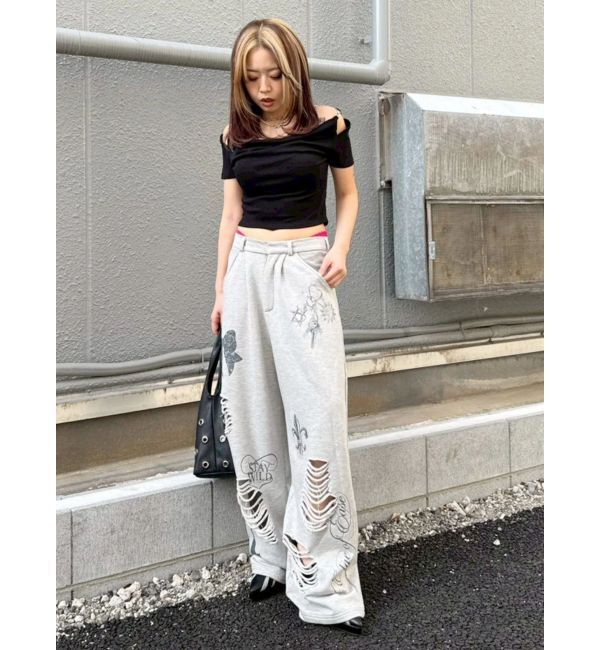 EVRIS「チェーンドレープリブフレンチトップス」|Tシャツ・カットソー|
