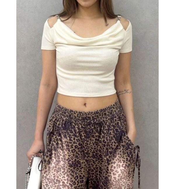 EVRIS「チェーンドレープリブフレンチトップス」|Tシャツ・カットソー|