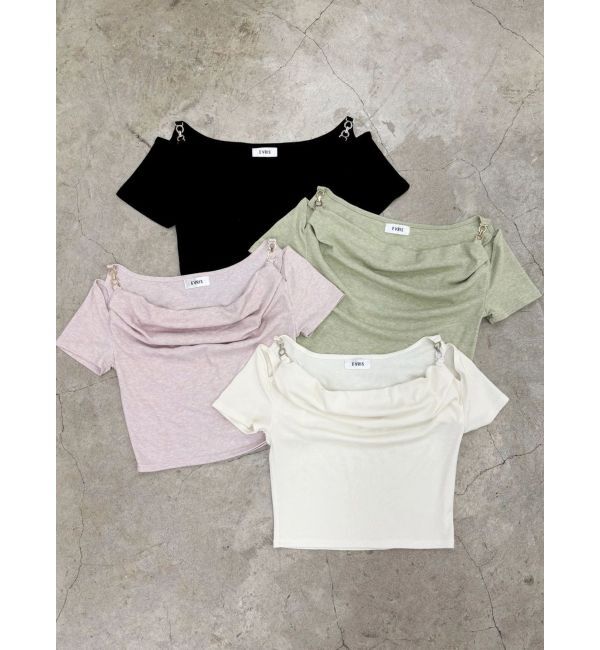 EVRIS「チェーンドレープリブフレンチトップス」|Tシャツ・カットソー|