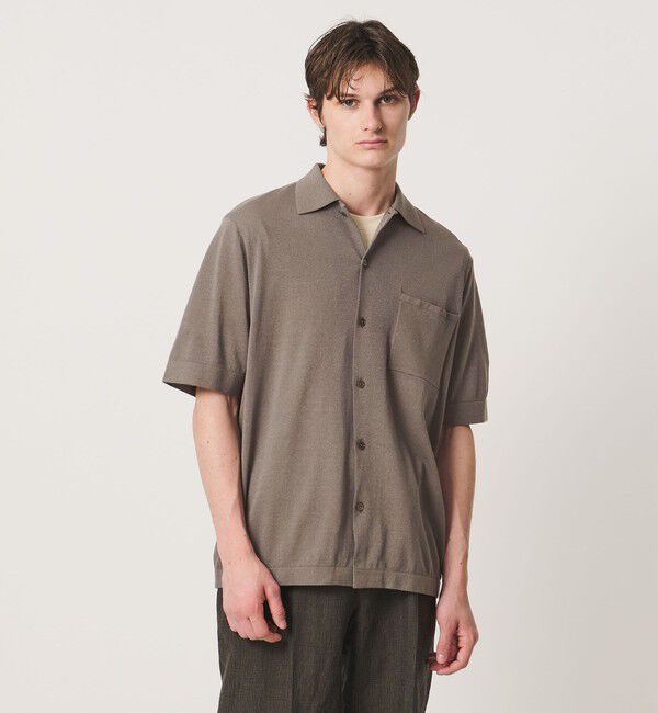 UNITED ARROWS「ウール/ペーパーヤーン ニットシャツ」|シャツ・ブラウス|BEIGE