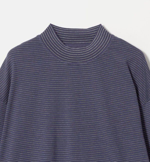 UNITED ARROWS「【別注】＜YONETOMI＞ガーメントダイ モックネック ボーダー Tシャツ」|Tシャツ・カットソー|