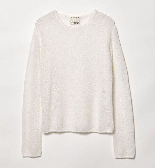 conte「＜conte＞ウールシルク シアー クルーネックニット」|ニット・セーター|OFF WHITE