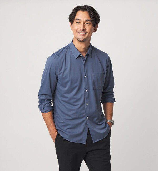 UNITED ARROWS green label relaxing「【WEB限定】JUST fit トリコット ドレープ シャツ」|シャツ・ブラウス|COBALT