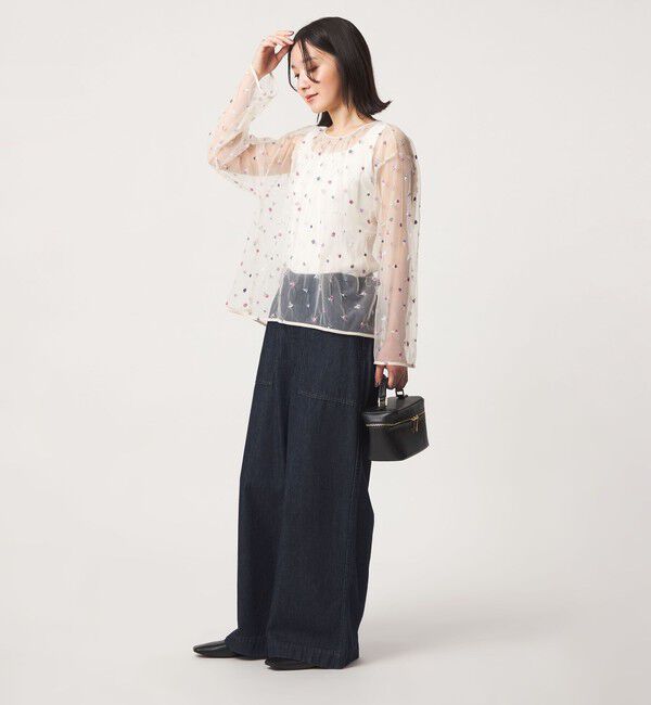UNITED ARROWS green label relaxing「【WEB限定】＜at ease＞チュール シシュウ プルオーバー」|Tシャツ・カットソー|