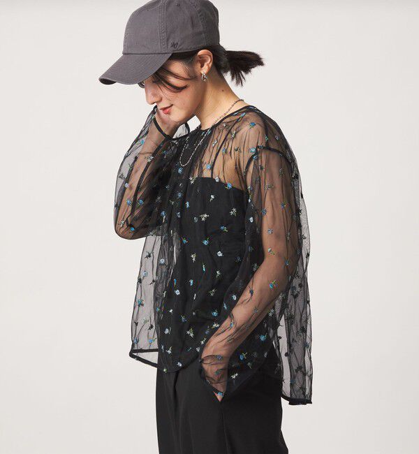 UNITED ARROWS green label relaxing「【WEB限定】＜at ease＞チュール シシュウ プルオーバー」|Tシャツ・カットソー|