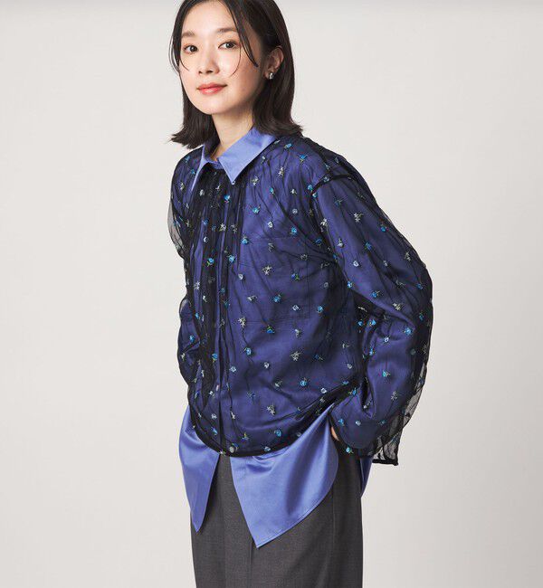 UNITED ARROWS green label relaxing「【WEB限定】＜at ease＞チュール シシュウ プルオーバー」|Tシャツ・カットソー|