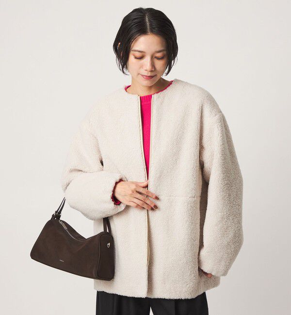 UNITED ARROWS green label relaxing「［size SHORTあり］ボア ノーカラー ブルゾン」|ブルゾン・スタジャン|