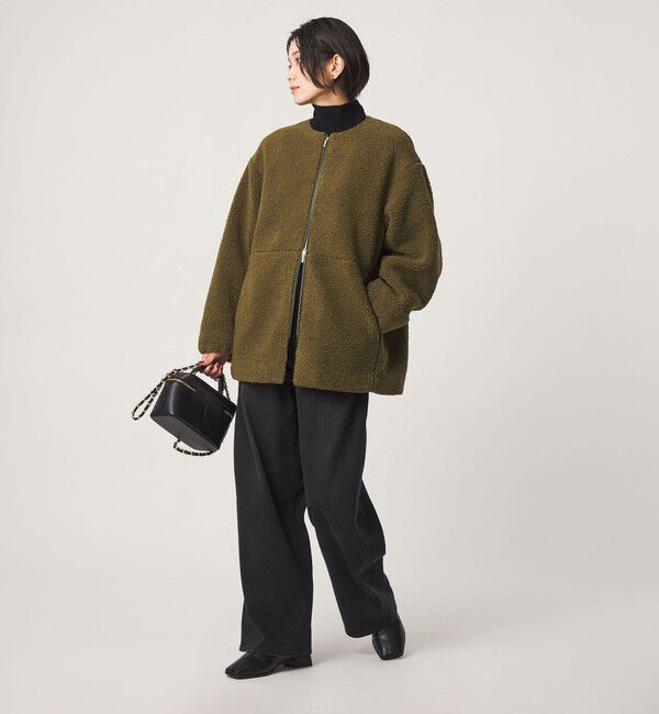 UNITED ARROWS green label relaxing「［size SHORTあり］ボア ノーカラー ブルゾン」|ブルゾン・スタジャン|