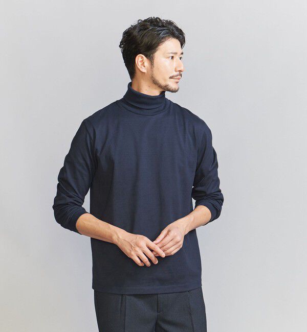 BEAUTY&YOUTH UNITED ARROWS「【WEB限定 WARDROBE SMART】 クリア ガスコットン タートルネック カットソー【抗菌・防臭】」|Tシャツ・カットソー|NAVY