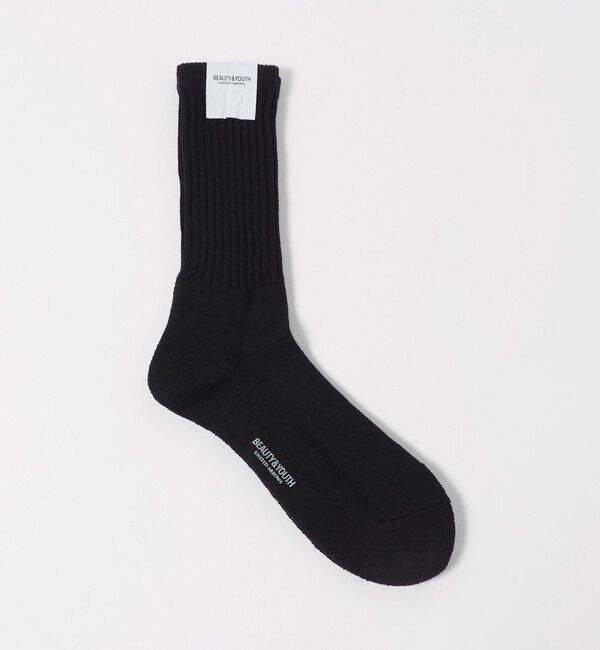 BEAUTY&YOUTH UNITED ARROWS「ルーズ パイル クルー ソックス」|ソックス|BLACK
