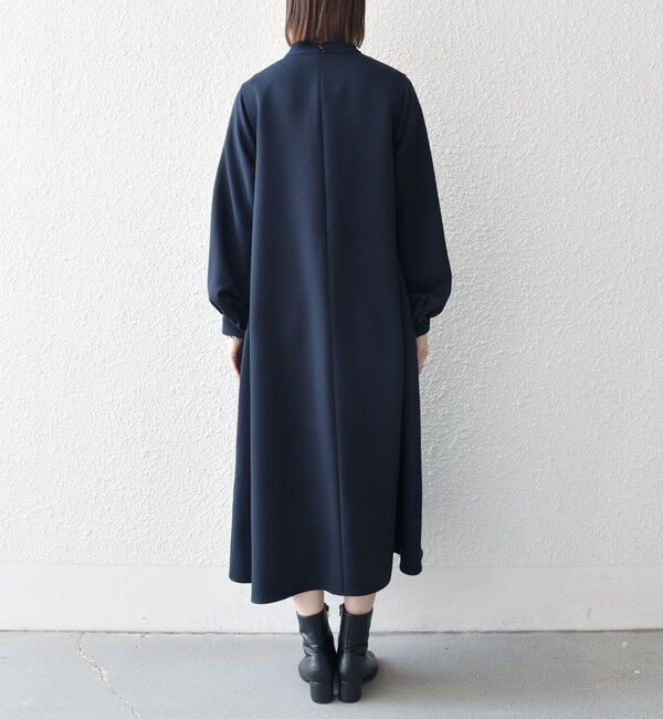 SHIPS any「〈洗濯機可能〉ダブルクロス フリル パフ スリーブ ワンピース［NAVY BLUE］」|ワンピース|