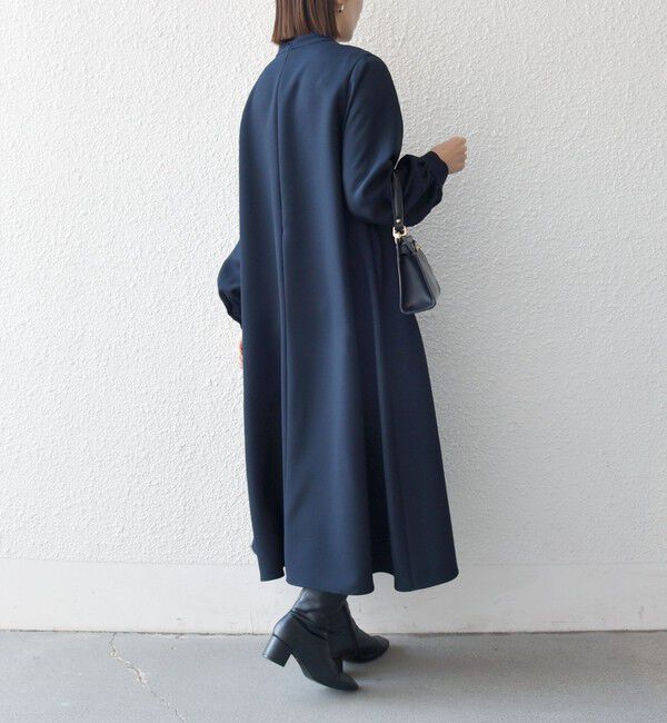 SHIPS any「〈洗濯機可能〉ダブルクロス フリル パフ スリーブ ワンピース［NAVY BLUE］」|ワンピース|