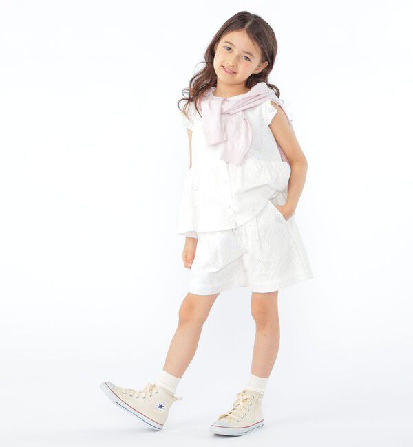 SHIPS KIDS「SHIPS KIDS:100～130cm / レース エンブロイダリー ペプラム ブラウス」|シャツ・ブラウス|