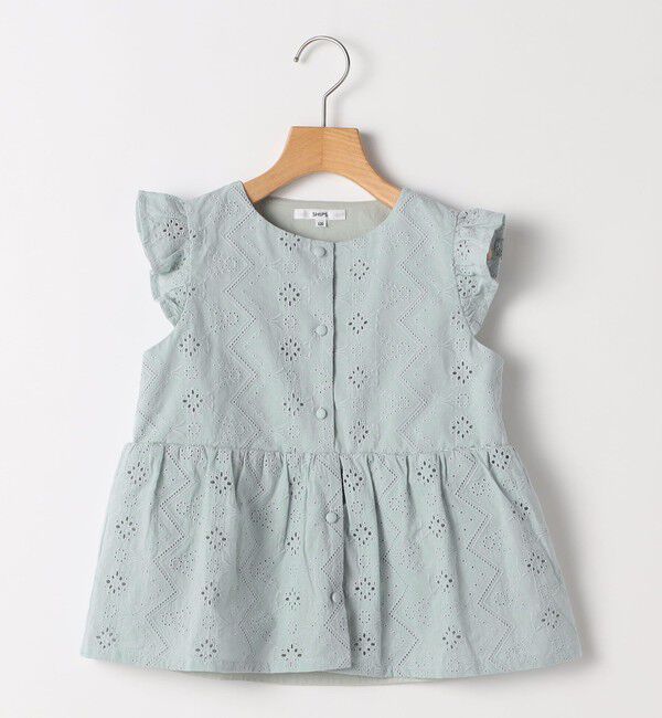 SHIPS KIDS「SHIPS KIDS:100～130cm / レース エンブロイダリー ペプラム ブラウス」|シャツ・ブラウス|
