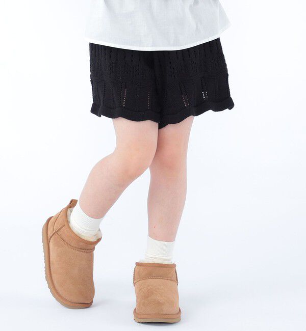 SHIPS KIDS「SHIPS KIDS:100～130cm/ニット レース ショートパンツ」|その他|ブラック