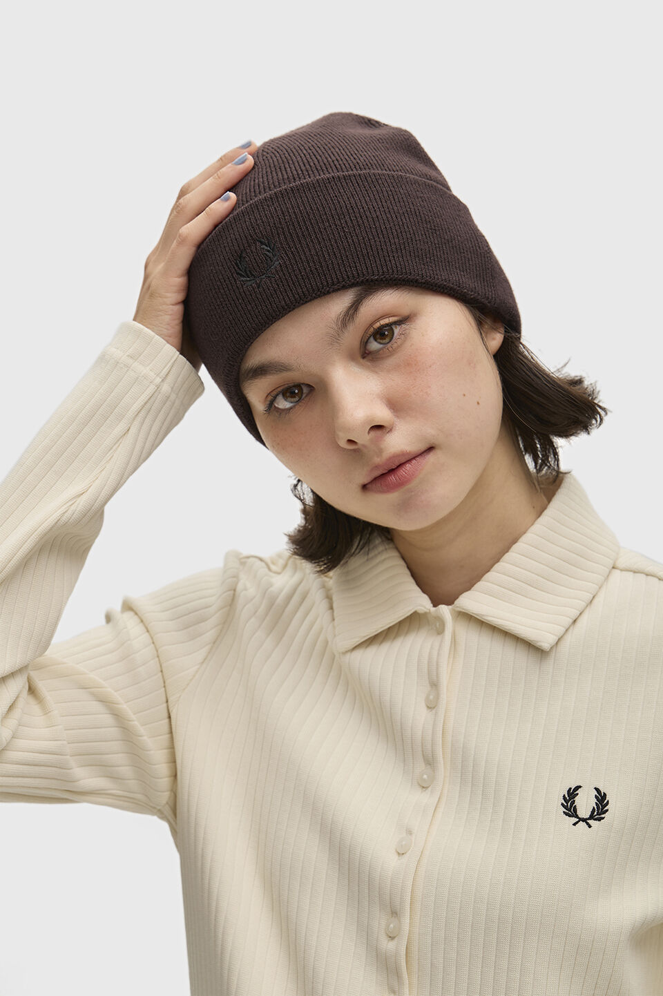 FRED PERRY 「FRED PERRY／Classic Merino Wool Beanie／メリノウールビーニー」|ニット帽|RICH BROWN