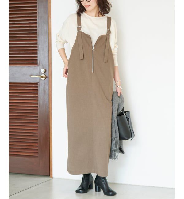 SLOBE IENA「《追加予約》UNIVERSAL OVERALL SLOBE別注 ジャンパースカート」|ワンピース|ブラウン