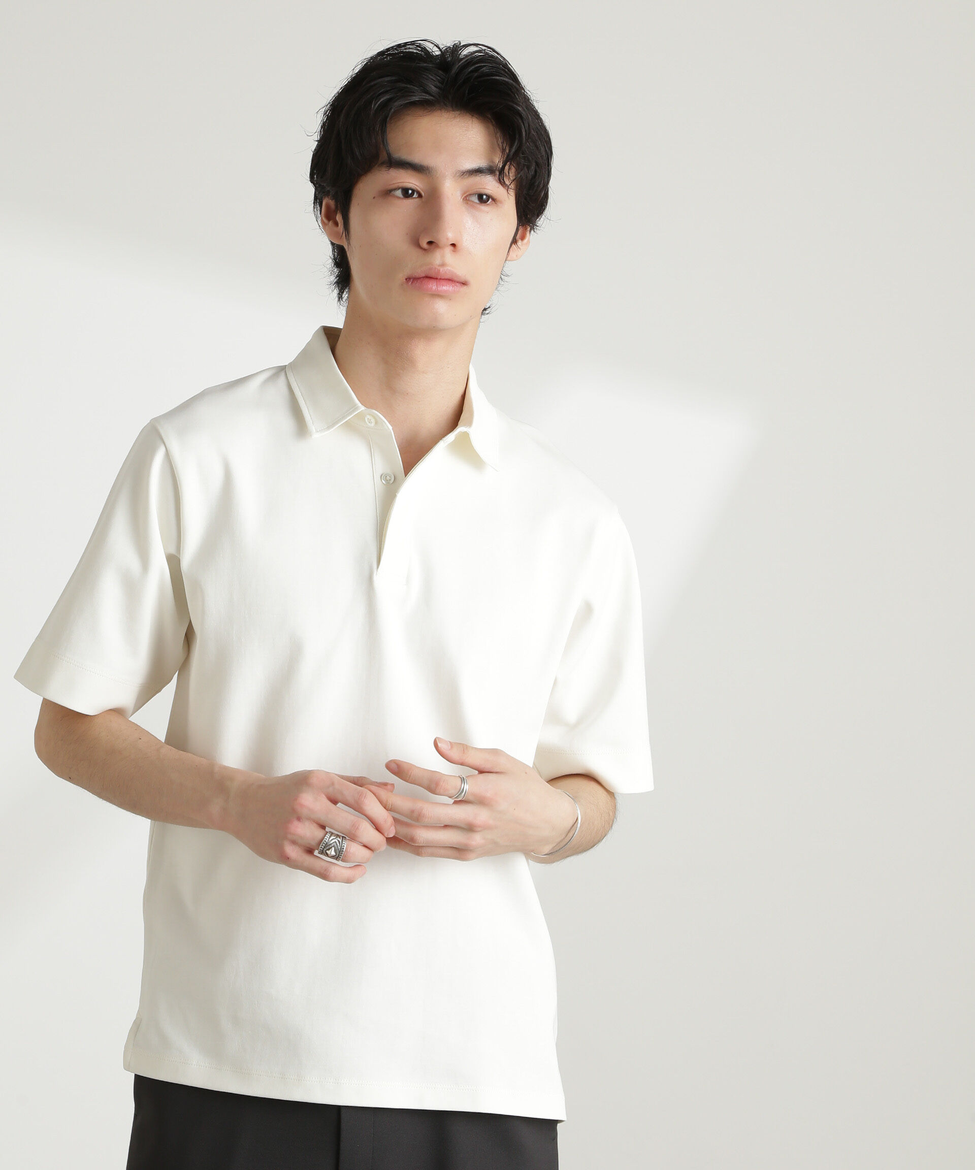 NANO universe「ダブルスムース比翼ポロ」|Tシャツ・カットソー|