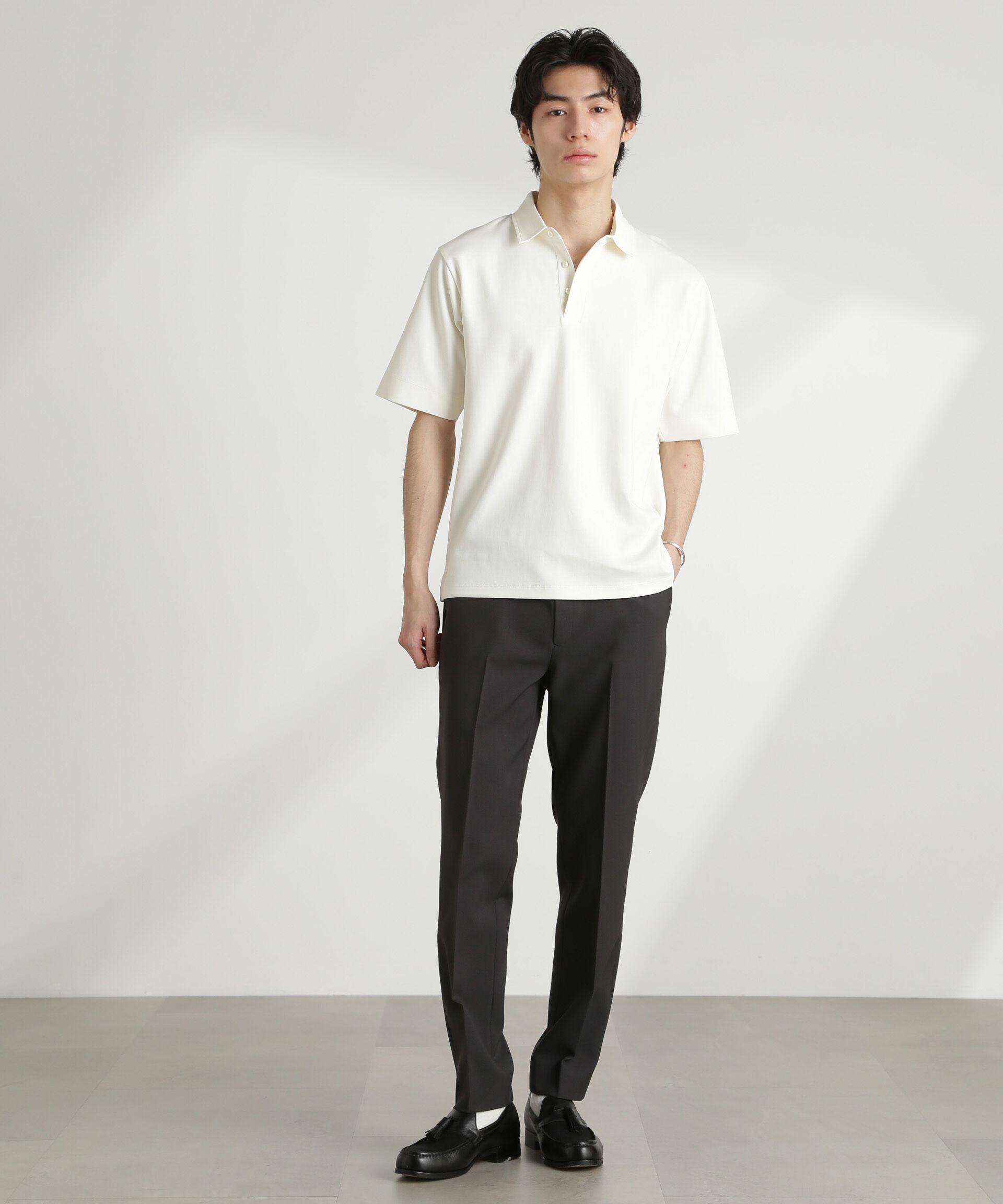 NANO universe「ダブルスムース比翼ポロ」|Tシャツ・カットソー|