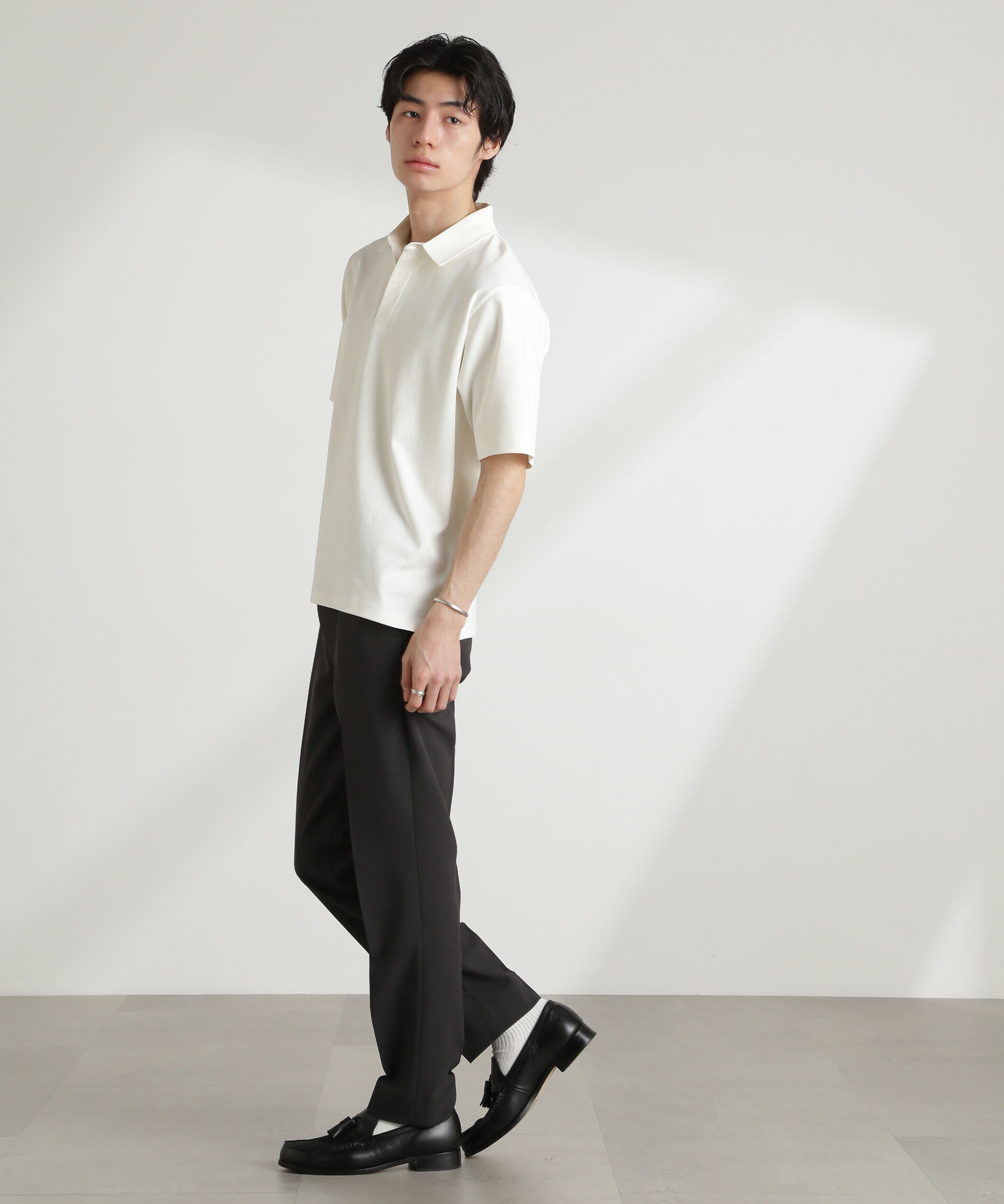 NANO universe「ダブルスムース比翼ポロ」|Tシャツ・カットソー|