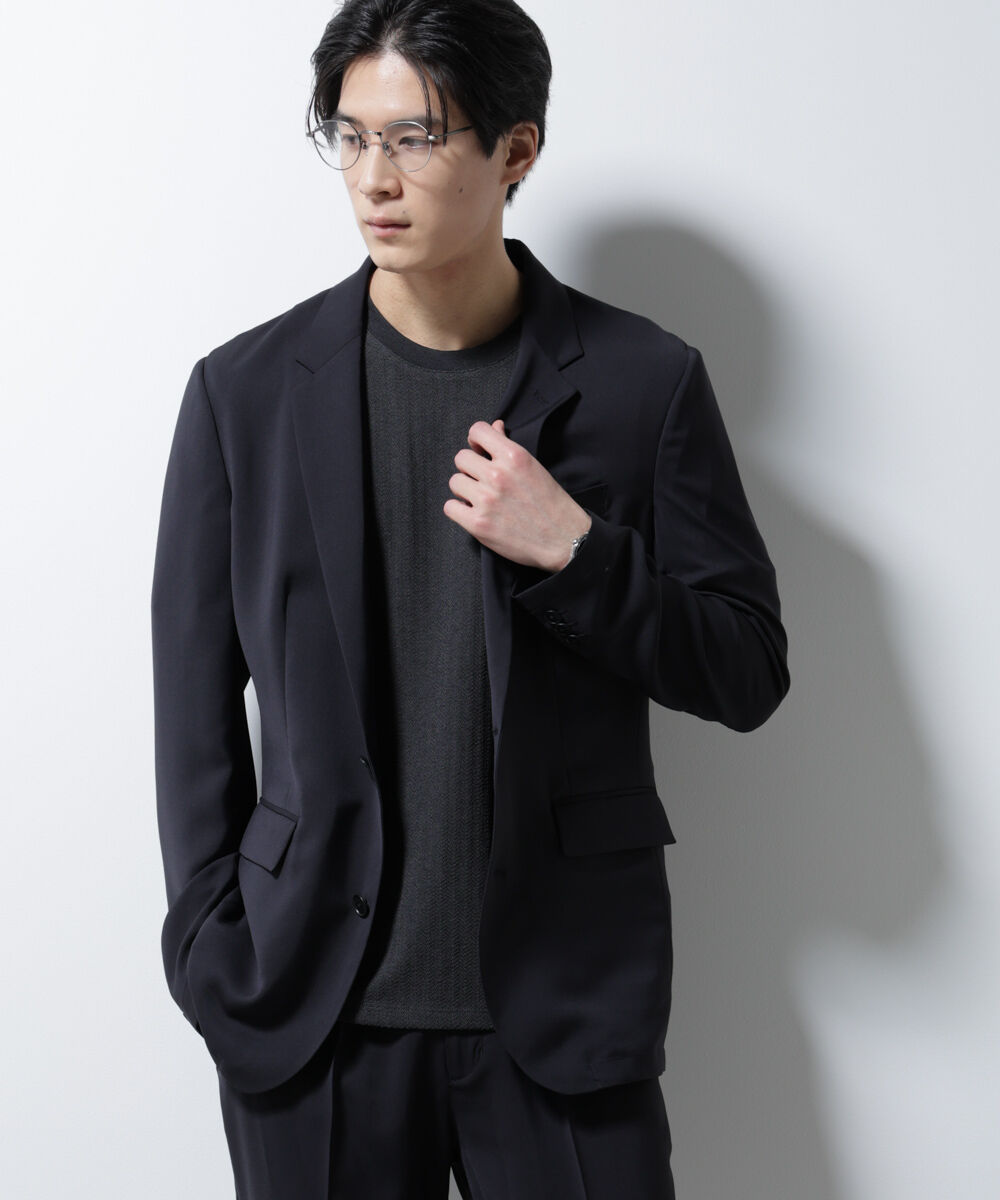 NANO universe「｢Damerino｣ヘリンボンクルーネックTシャツ/防シワ・吸水速乾・UVカット」|Tシャツ・カットソー|