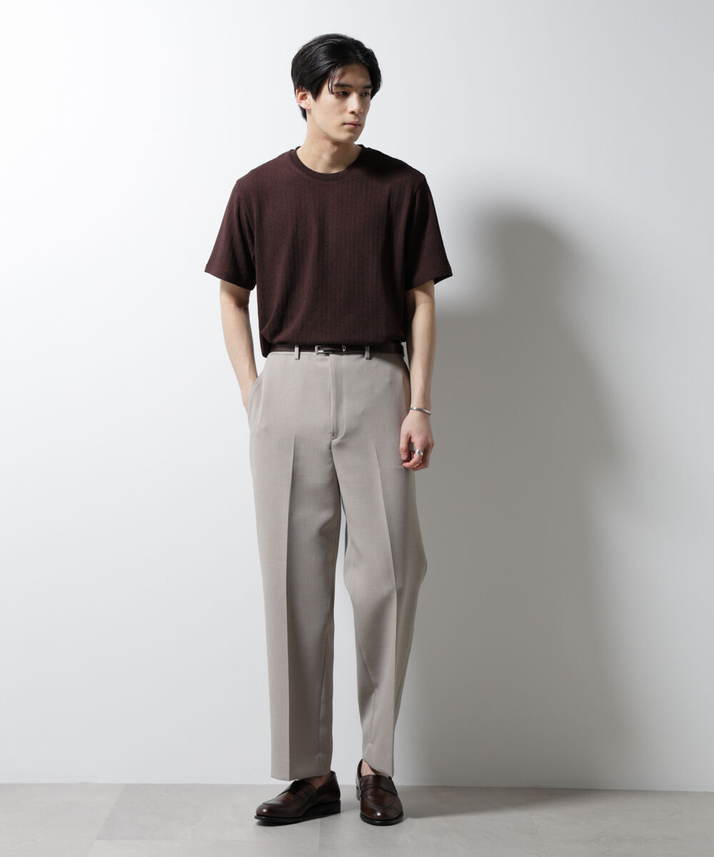 NANO universe「｢Damerino｣ヘリンボンクルーネックTシャツ/防シワ・吸水速乾・UVカット」|Tシャツ・カットソー|