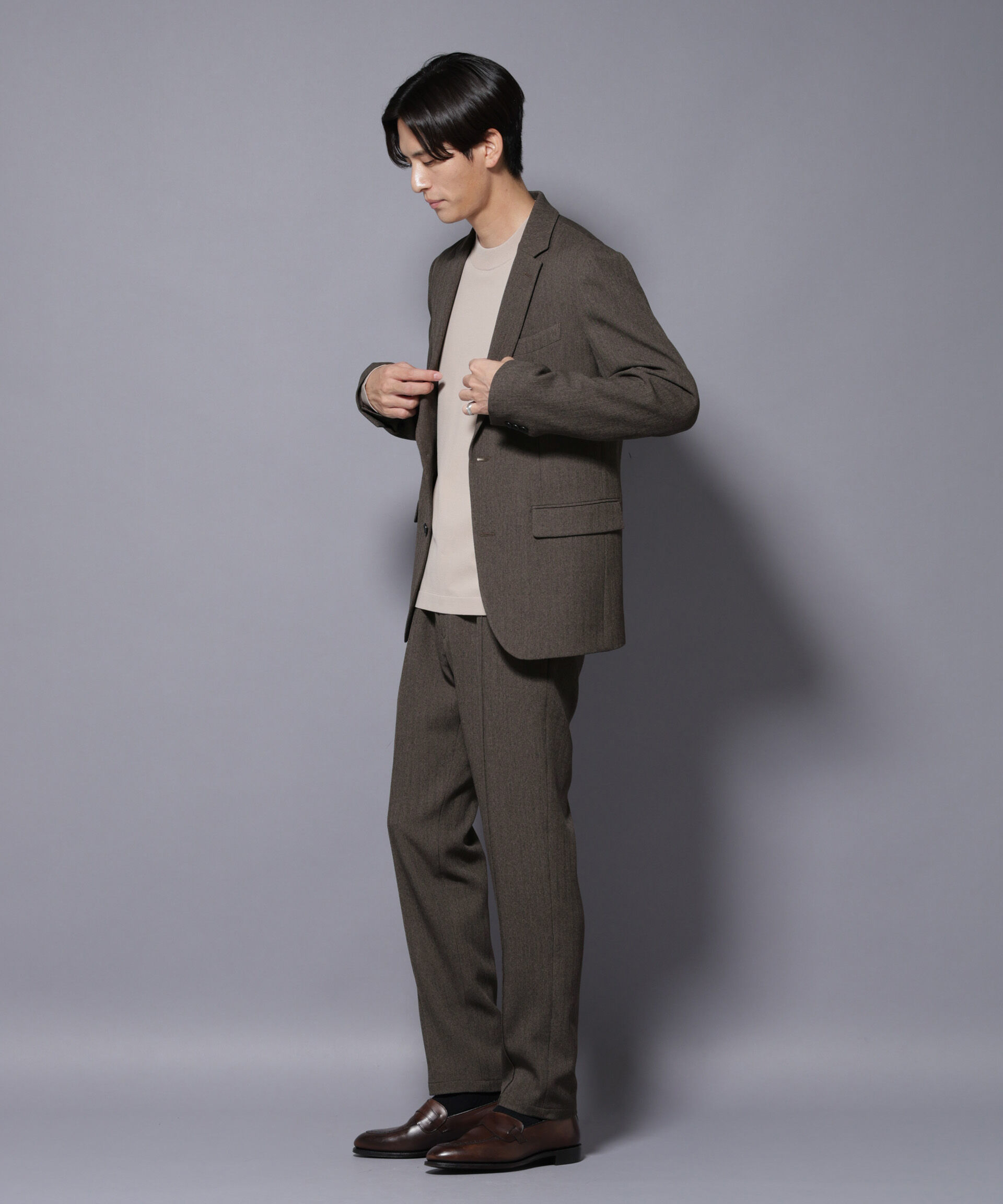 NANO universe「｢N TROUSERS BASIC｣ 洗えるMIXツイードストレッチパンツ(セットアップ可)」|スーツ|