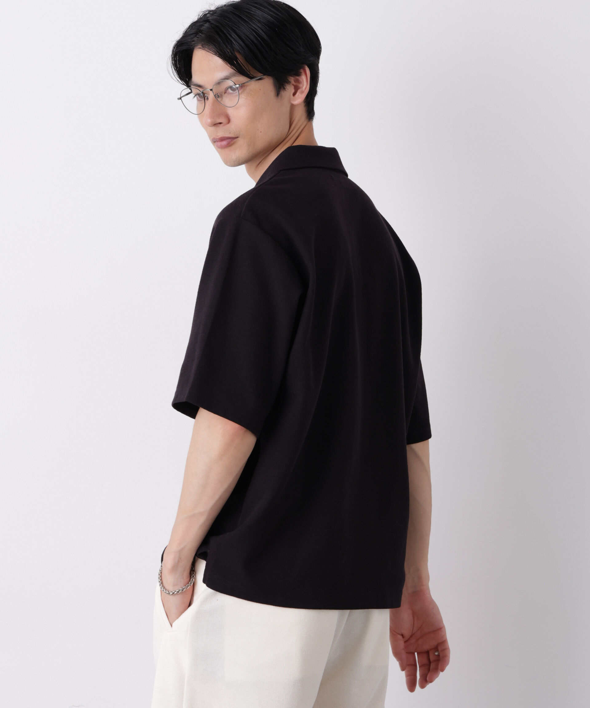 NANO universe「マイクロパイル スキッパーポロシャツ 吸水速乾（セットアップ可）」|Tシャツ・カットソー|