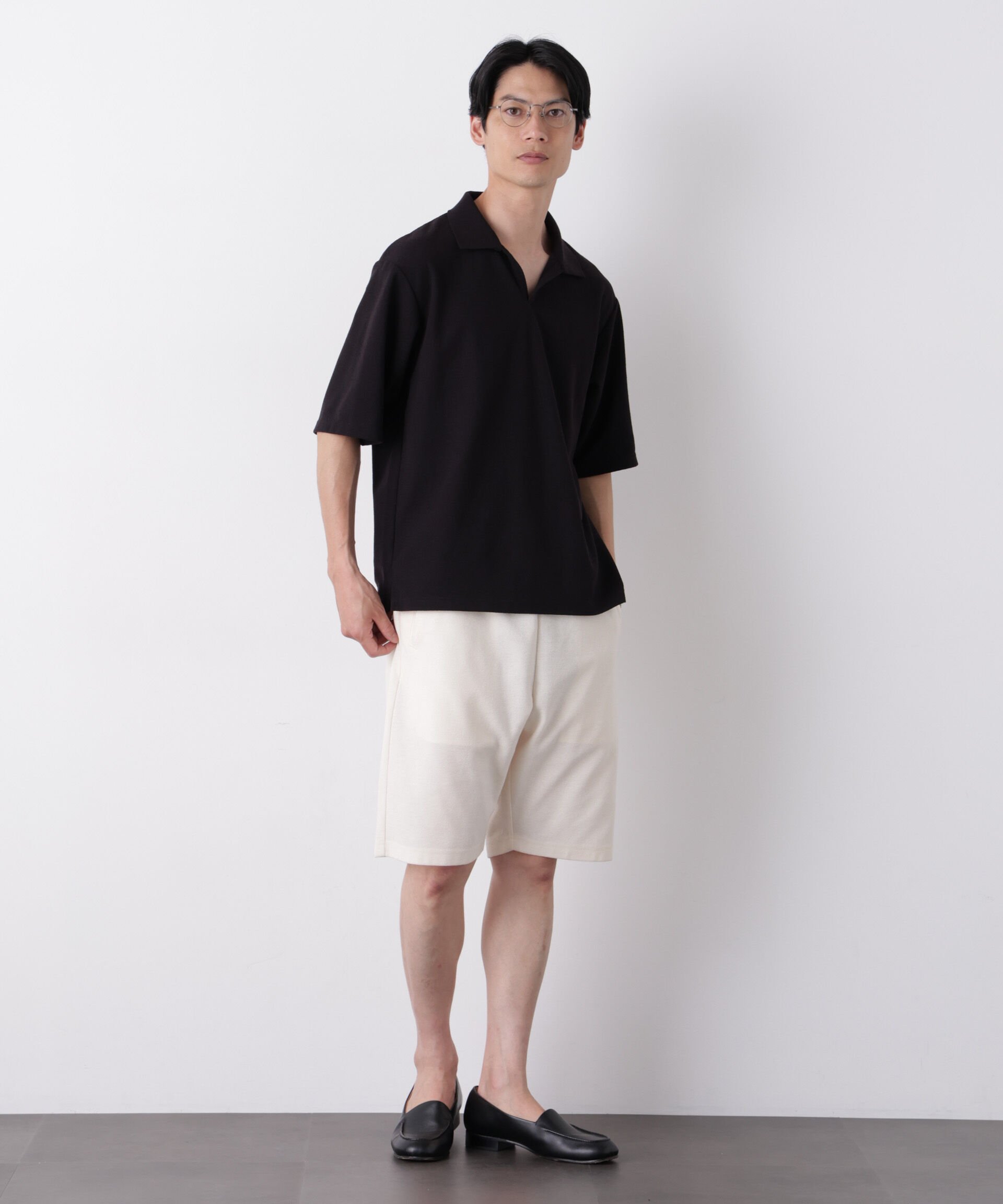 NANO universe「マイクロパイル スキッパーポロシャツ 吸水速乾（セットアップ可）」|Tシャツ・カットソー|