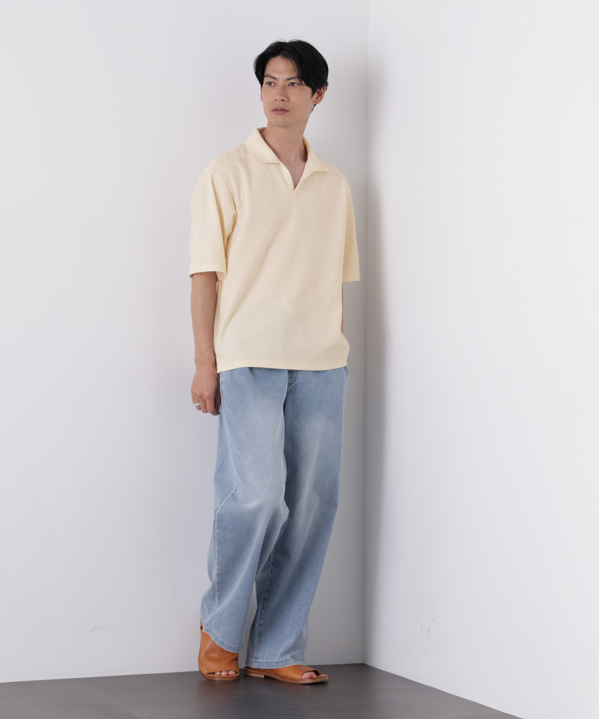 NANO universe「マイクロパイル スキッパーポロシャツ 吸水速乾（セットアップ可）」|Tシャツ・カットソー|