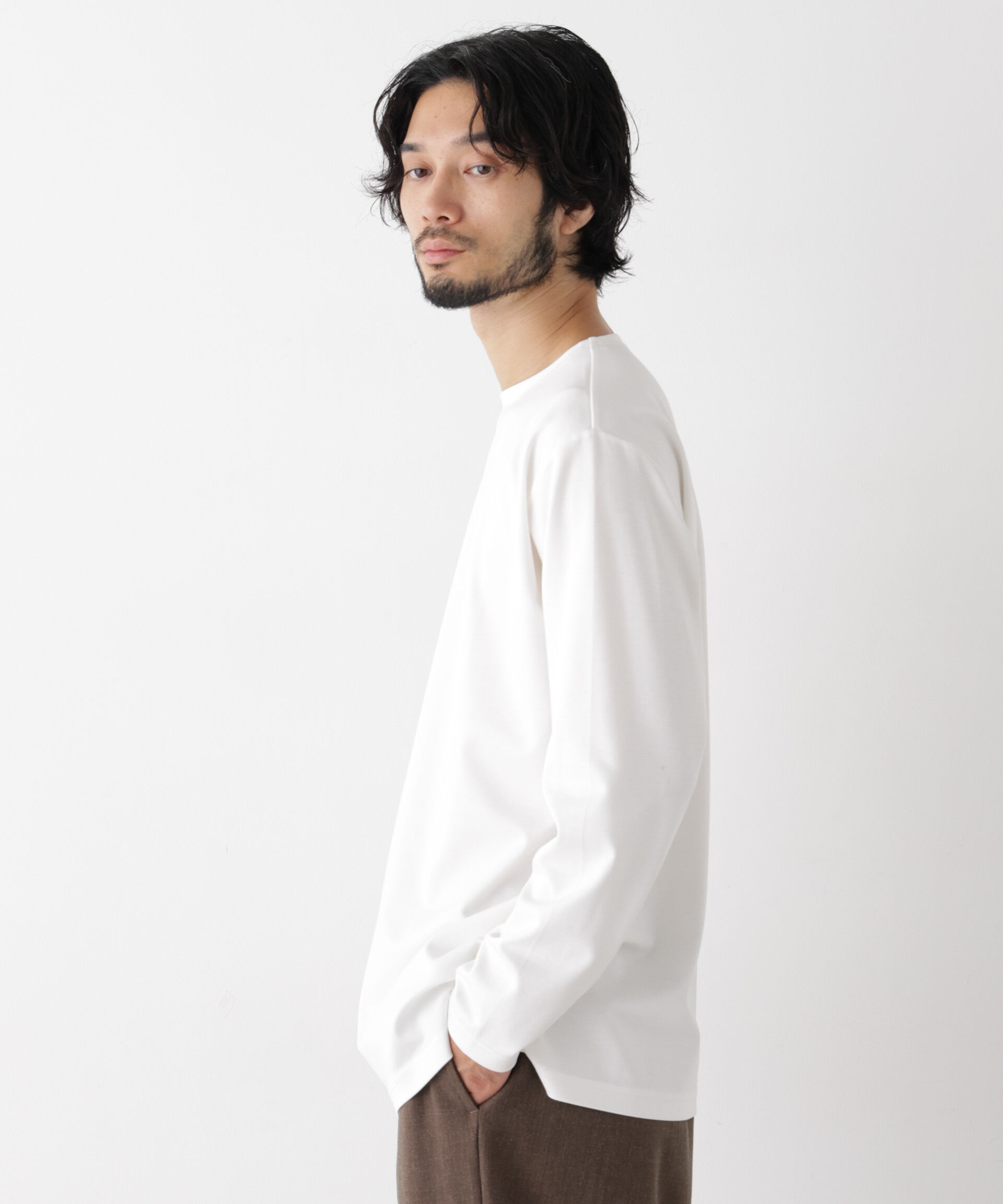 NANO universe「｢ﾓﾀﾞﾝｺﾝﾌｫｰﾄｼﾘｰｽﾞ｣ﾓｸﾛﾃﾞｨ ﾎﾞｰﾄﾈｯｸ ｻｲ  」|Tシャツ・カットソー|