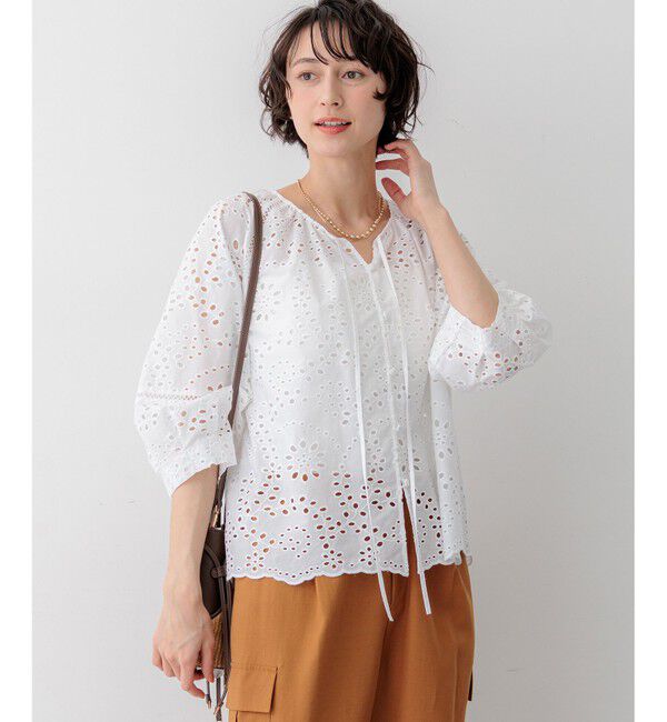 23区「【見上愛さん着用】カットワークエンブロイダリー 2WAYブラウス」|シャツ・ブラウス|ホワイト系