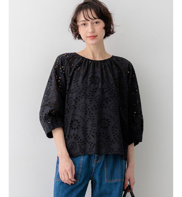 23区「【見上愛さん着用】カットワークエンブロイダリー 2WAYブラウス」|シャツ・ブラウス|ブラック系