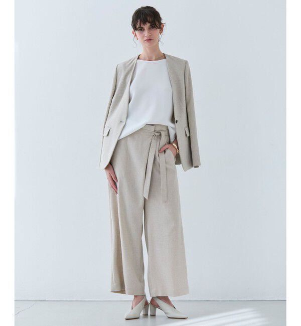 BEIGE,「【L-size】CAROLE / リネンライクラップワイドパンツ」|その他|