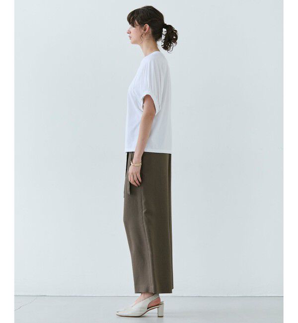 BEIGE,「【L-size】CAROLE / リネンライクラップワイドパンツ」|その他|