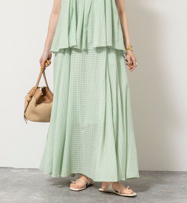 NOLLEY'S sophi「【WALANCE/ワランス】natural dye sheer cotton check flare スカート」|スカート|メロングリーン