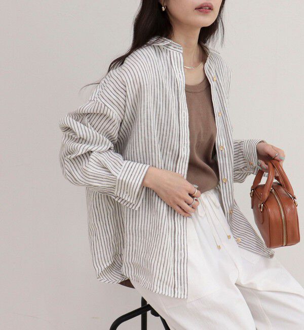 fredy emue「LINEN100 2WAYカシュクールシャツ」|シャツ・ブラウス|ベージュ系その他