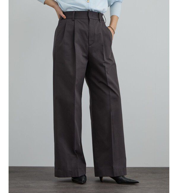 SALON adam et rope'「tacca Cギャバ STYLE UP TACK PANTS」|チノ|チャコール(06)
