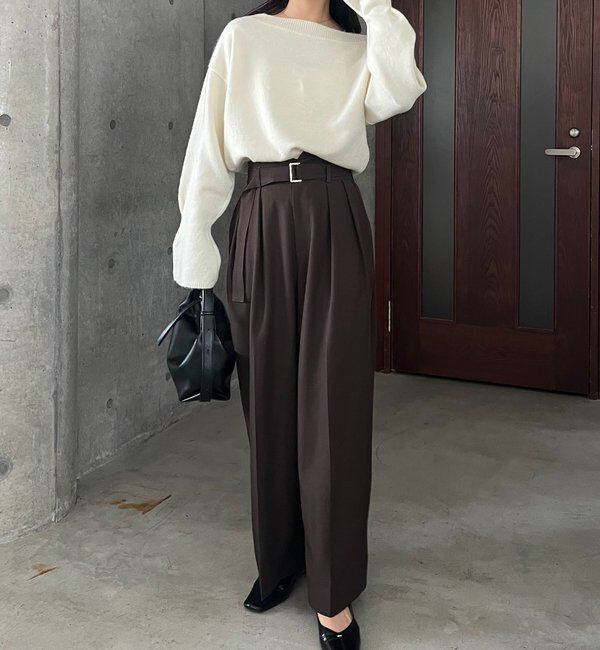  「【もちふわシリーズ】もちふわWOOLボートネックニット」|ニット・セーター|