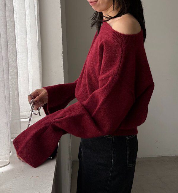  「【もちふわシリーズ】もちふわWOOLボートネックニット」|ニット・セーター|