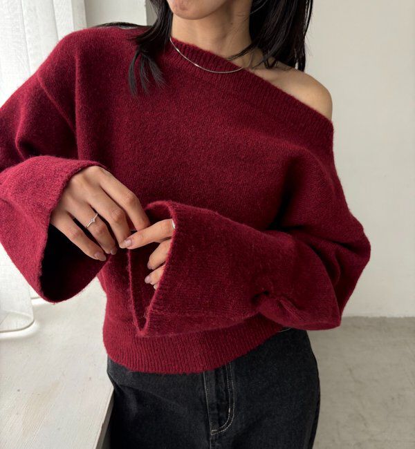 「【もちふわシリーズ】もちふわWOOLボートネックニット」|ニット・セーター|