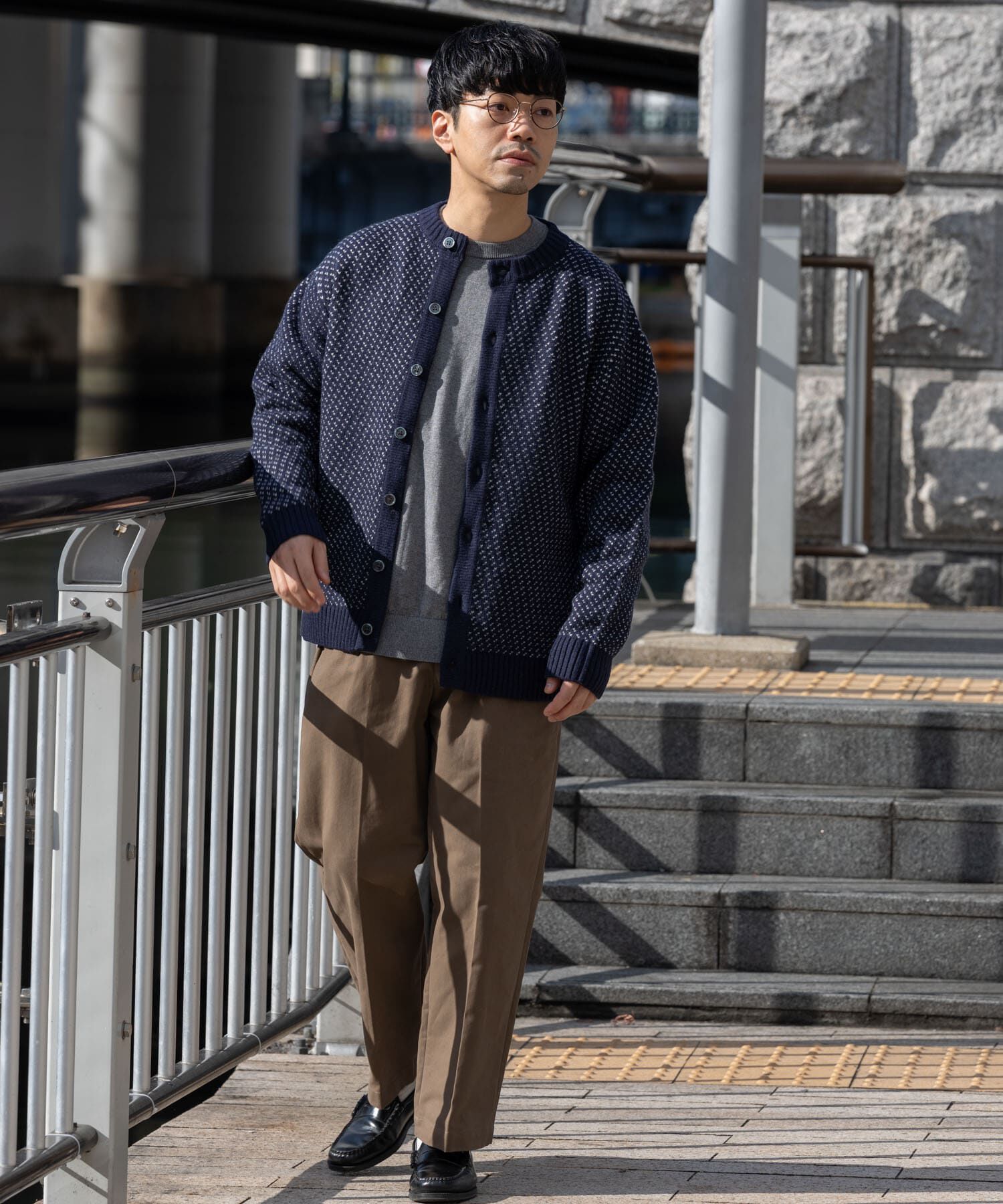 URBAN RESEARCH ROSSO「『XLサイズあり』バーズアイ柄クルーニットカーディガン」|カーディガン|