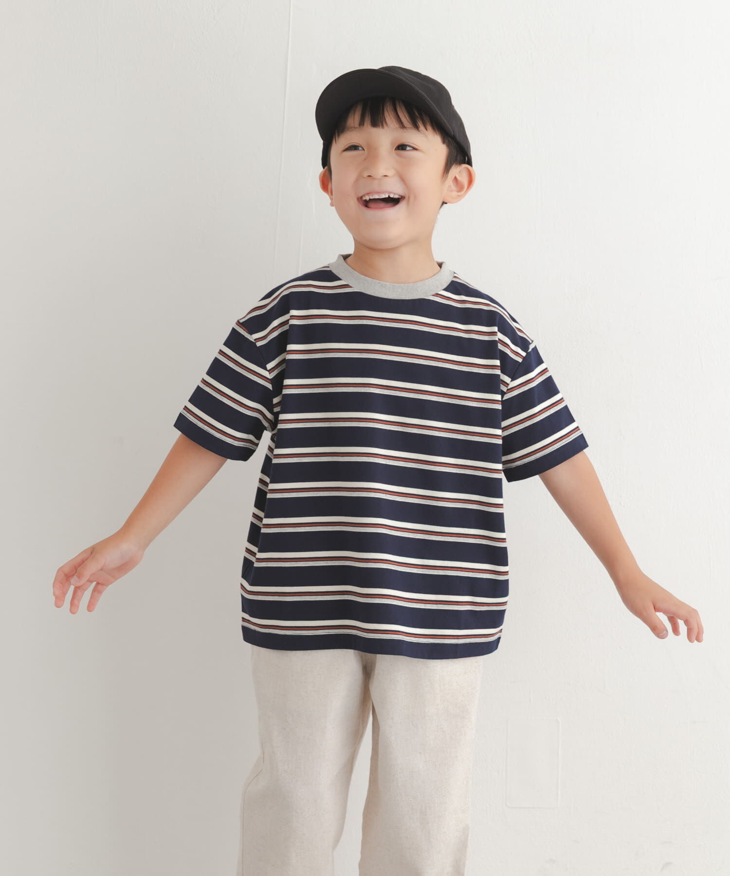 URBAN RESEARCH DOORS「『150サイズあり』ランダムボーダーワイドTシャツ(KIDS)」|その他|ネイビー