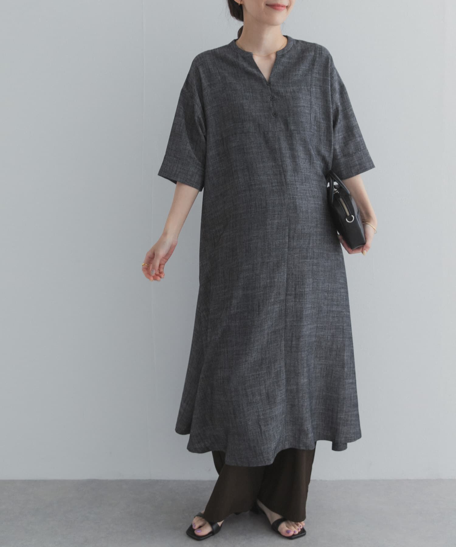 URBAN RESEARCH DOORS「リネン混5分袖ミディワンピース」|その他|