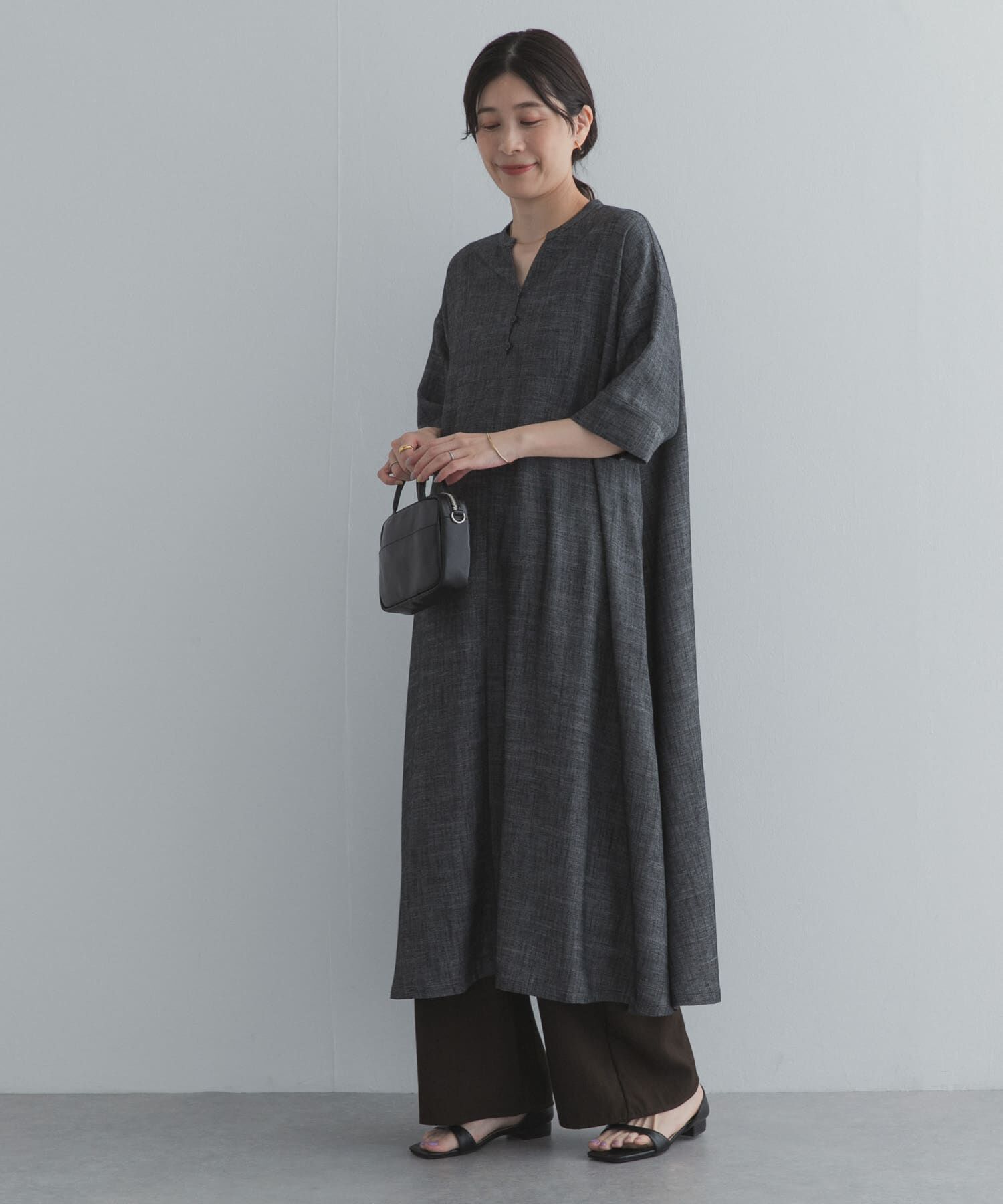 URBAN RESEARCH DOORS「リネン混5分袖ミディワンピース」|その他|
